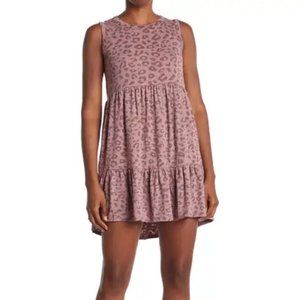 LUSH Animal Print Tiered Sleeveless Knit Dress (Size: Medium)